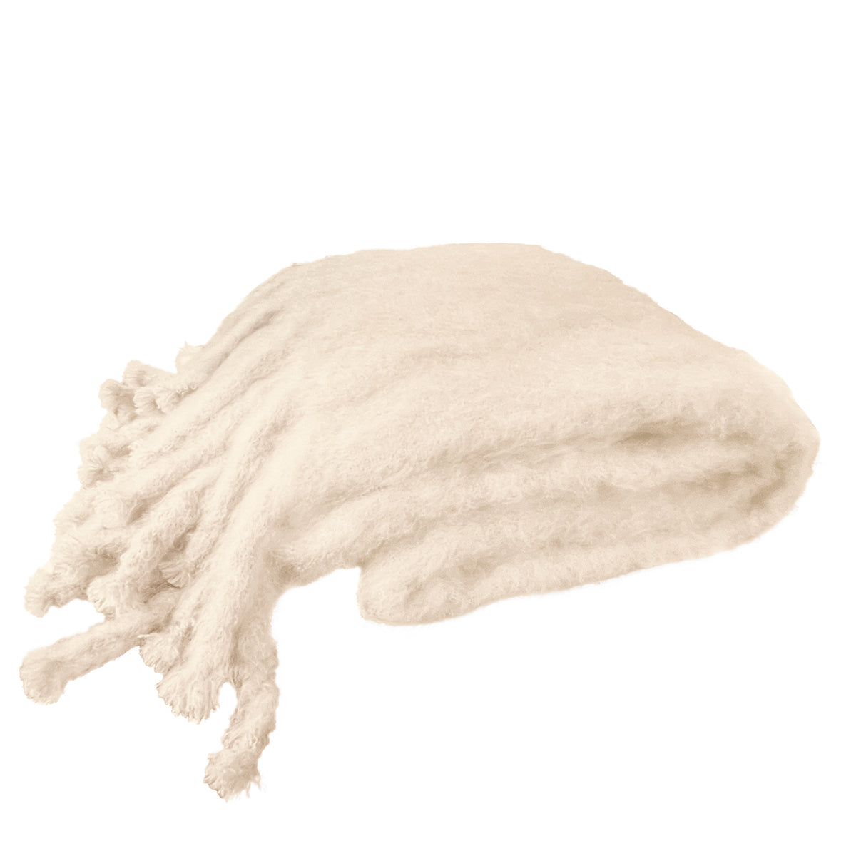 Mohair King Blanket with Large Tassel Fringe