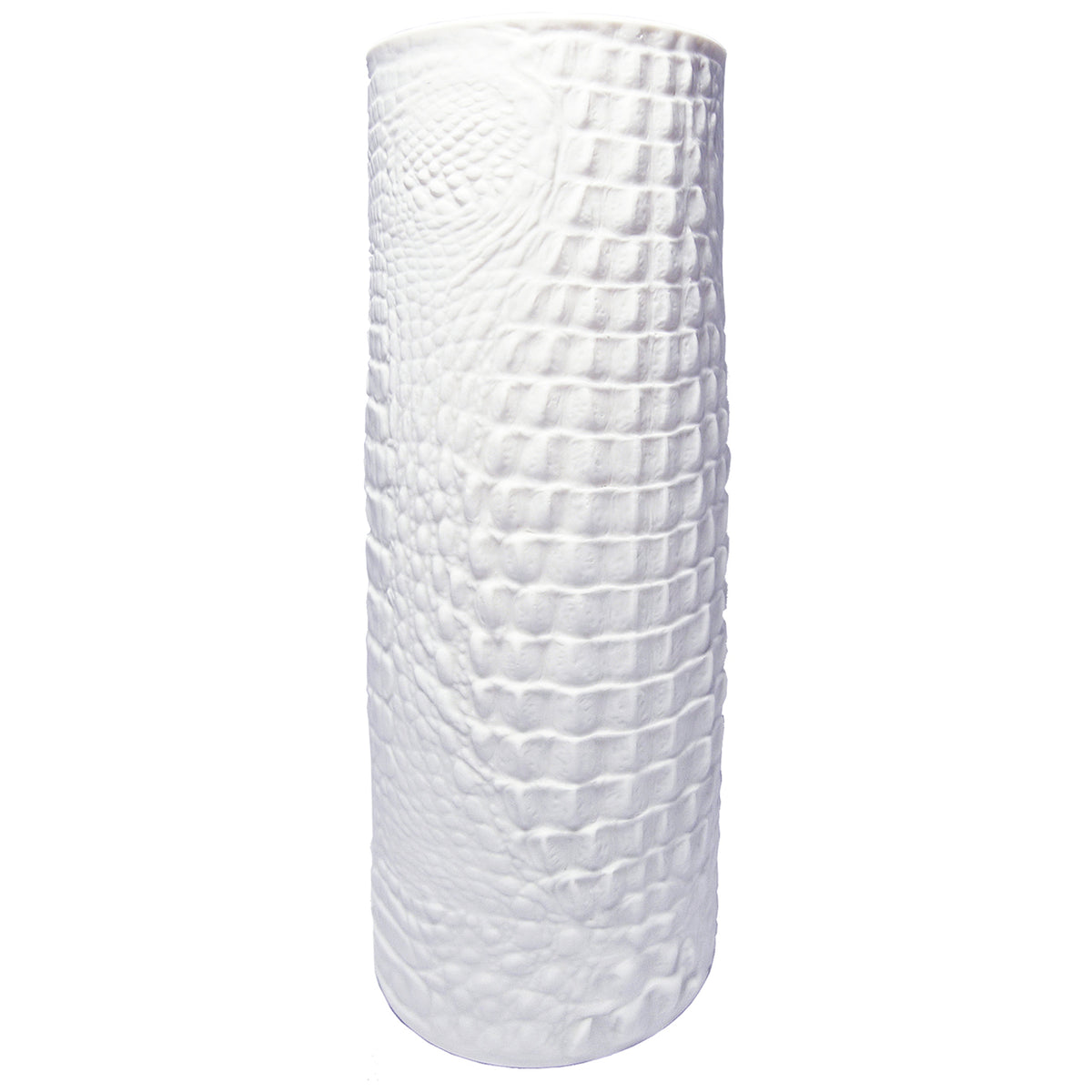White Modernist Bisque Porcelain Vase with Crocodile Texture