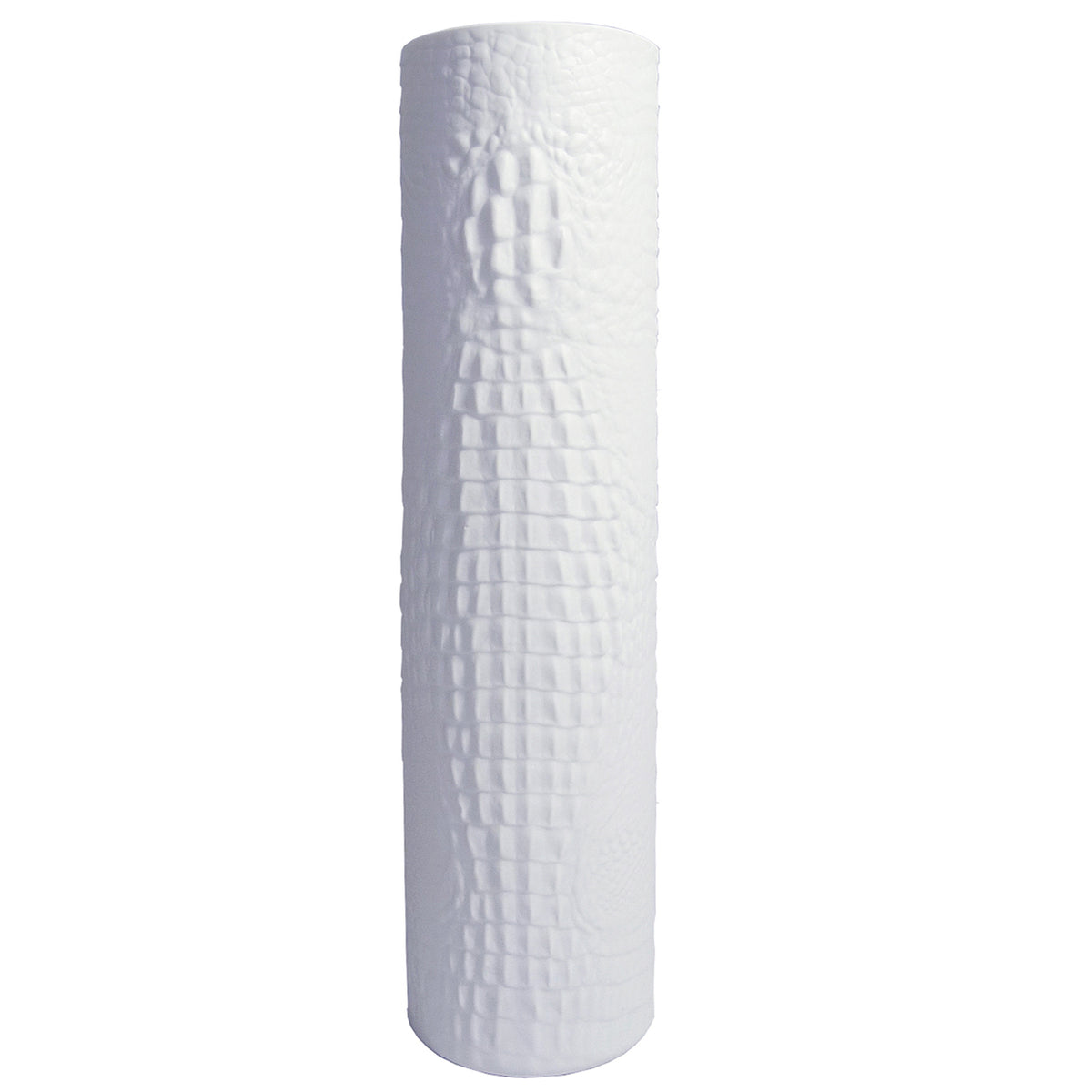 Modernist White Bisque Porcelain Vase with Crocodile Texture