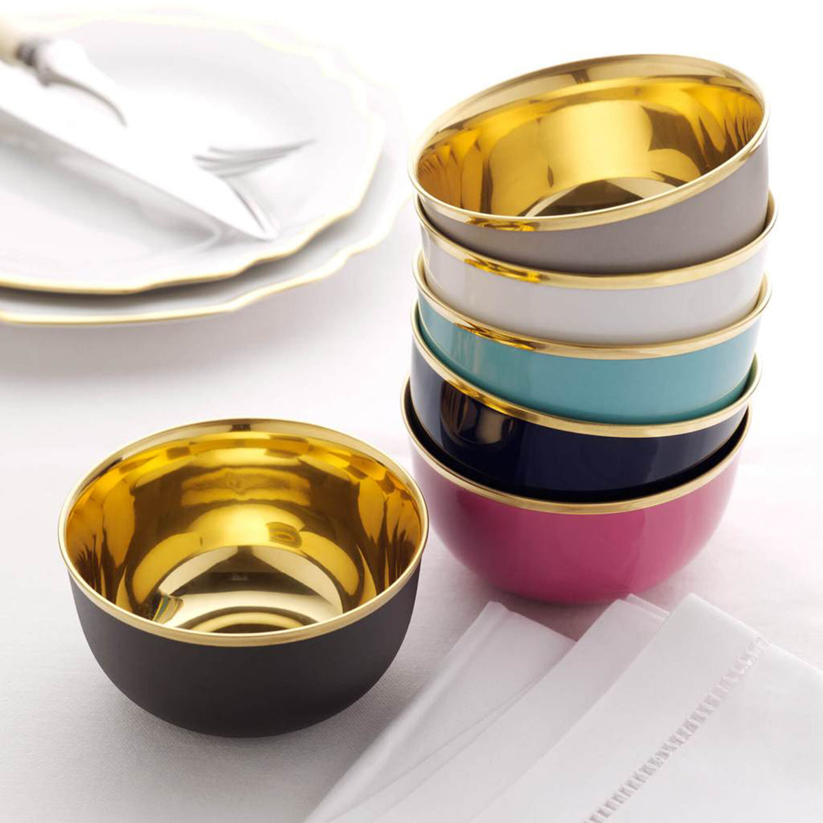 "Schubert" Champagne Bowl Light Gray & Gold by Augarten