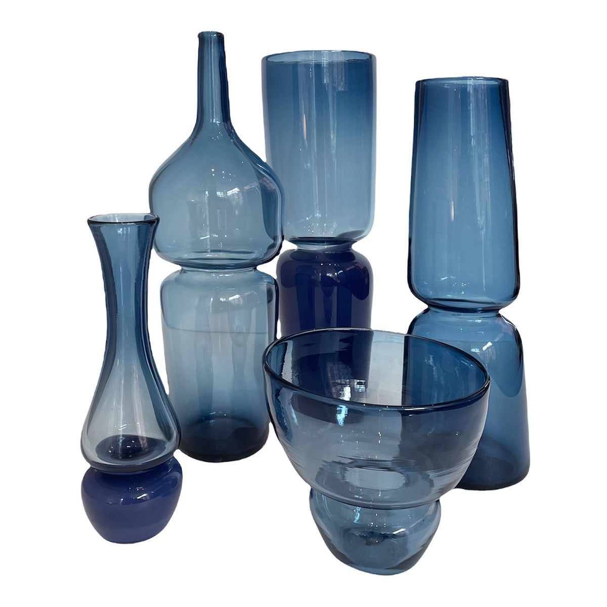 "Groove" Cylinder Large Vase in dark steel blue by Furthur Design