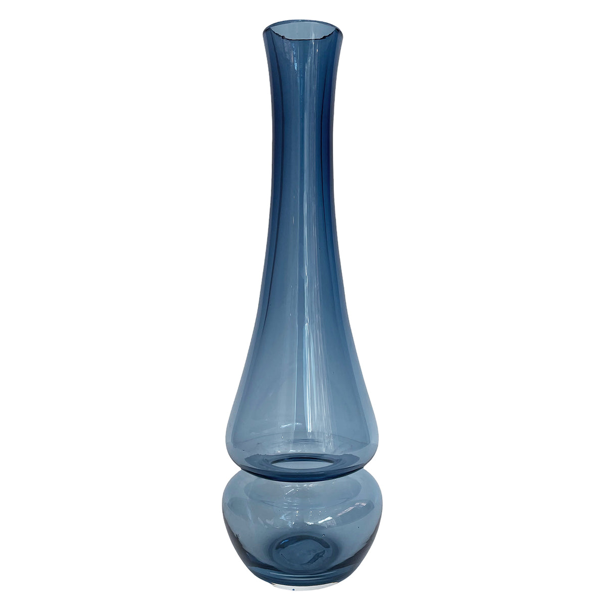 Large "Groove Curved Bottle" Vase in Steel Blue by Furthur Design