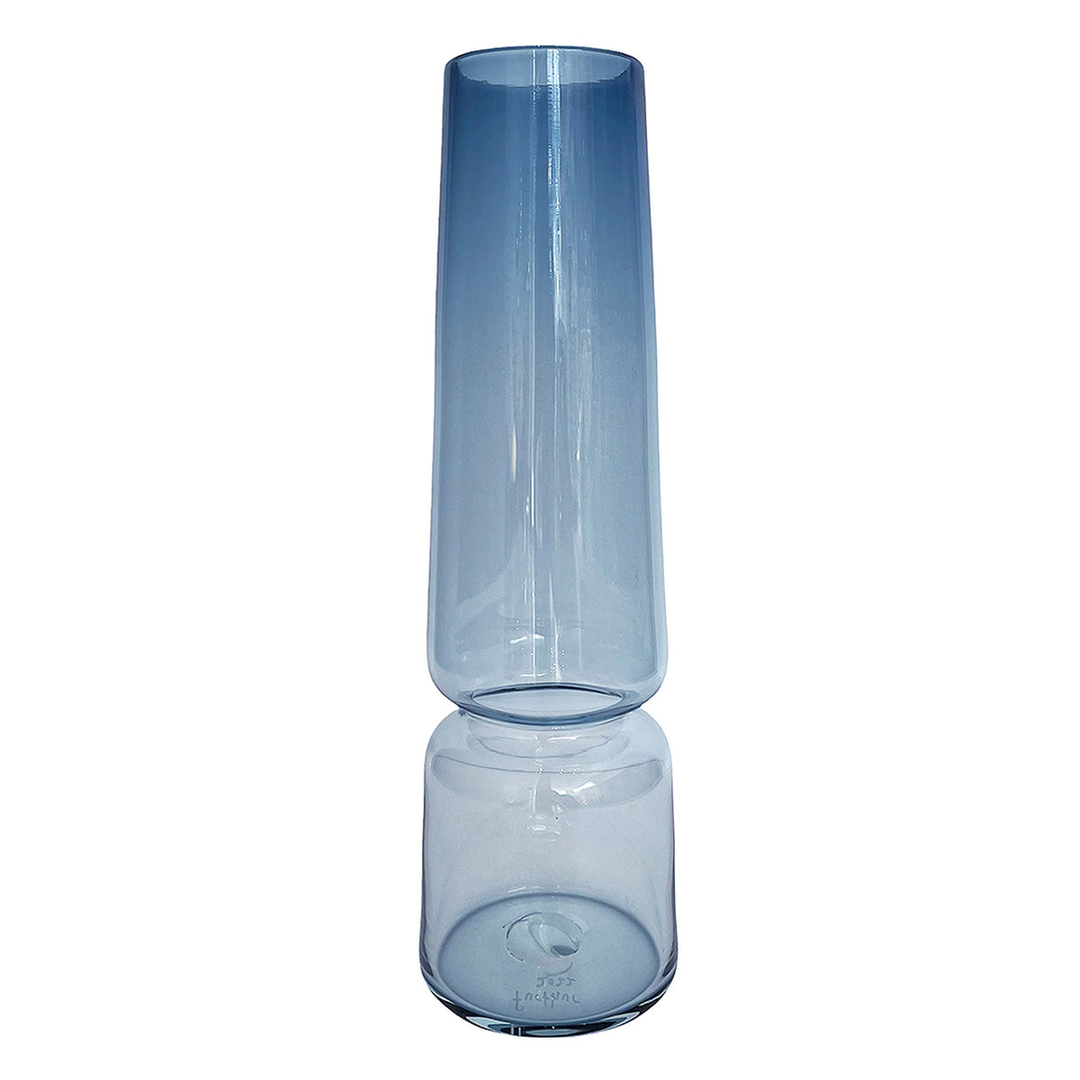"Groove" Tapered Cylinder XL Vase in steel blue by Furthur Design